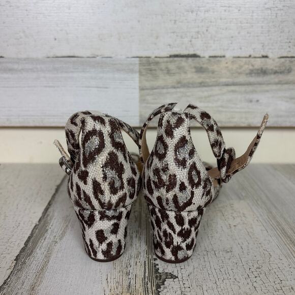 J.Crew Women’s 6.5 Laila Metallic Leopard Print Wedge Sandals Open Toe Low Heel - Picture 4 of 7